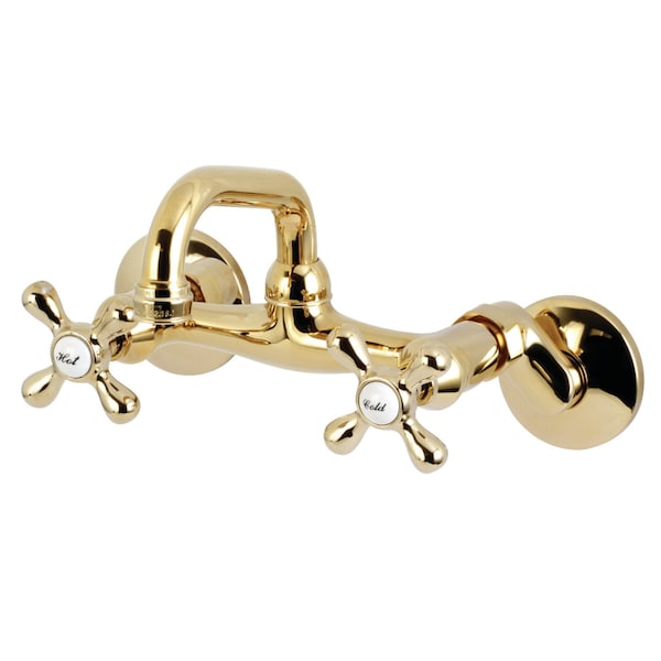 KS212PB Two-Handle Wall Mount Bar Faucet, Polished Brass